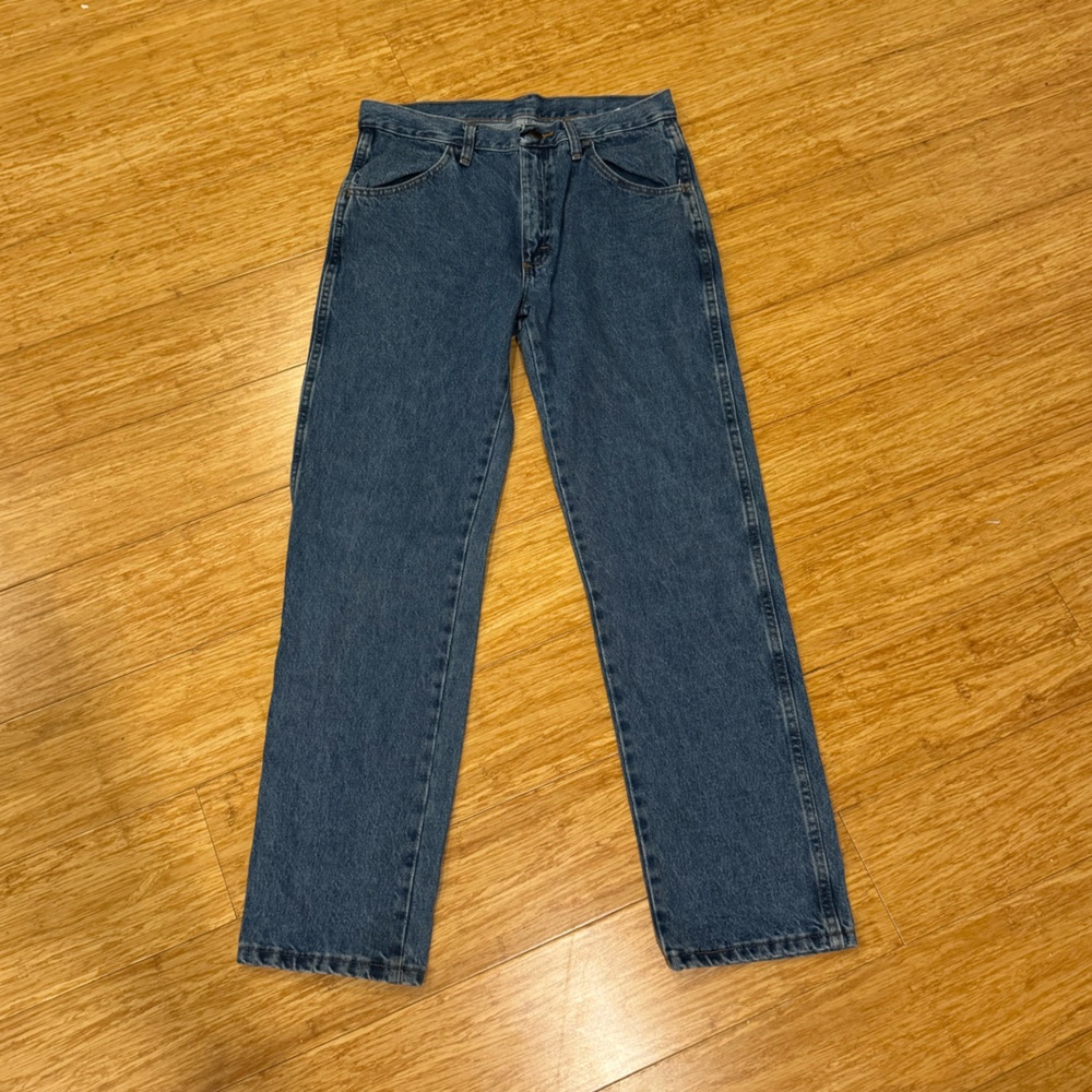 Vintage Rustler straight leg medium wash denim jeans